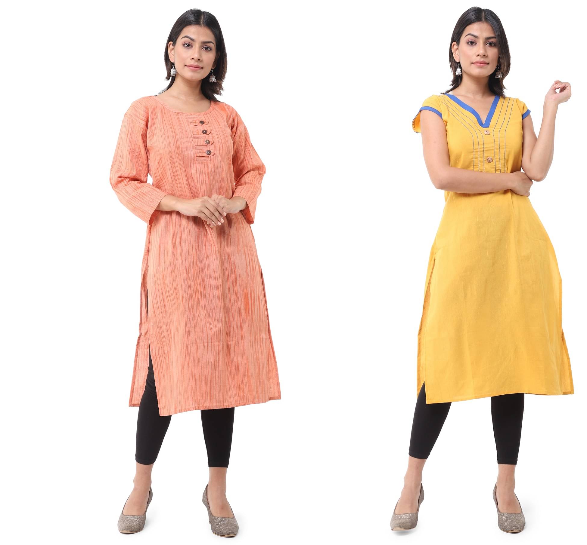     			DESHBANDHU DBK - Multicolor Cotton Women's Straight Kurti ( Pack of 2 )