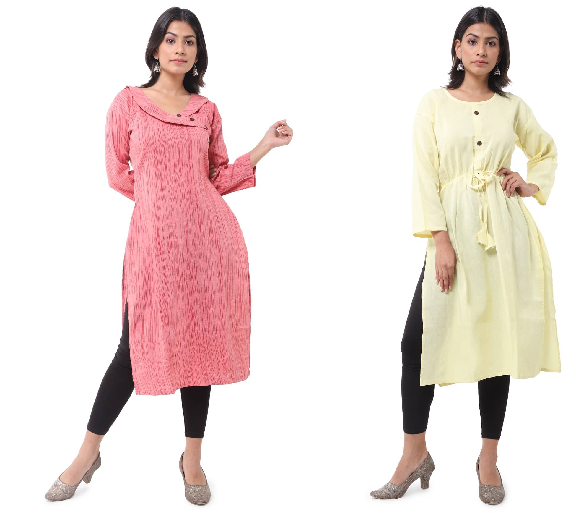     			DESHBANDHU DBK - Multicolor Cotton Women's Straight Kurti ( Pack of 2 )