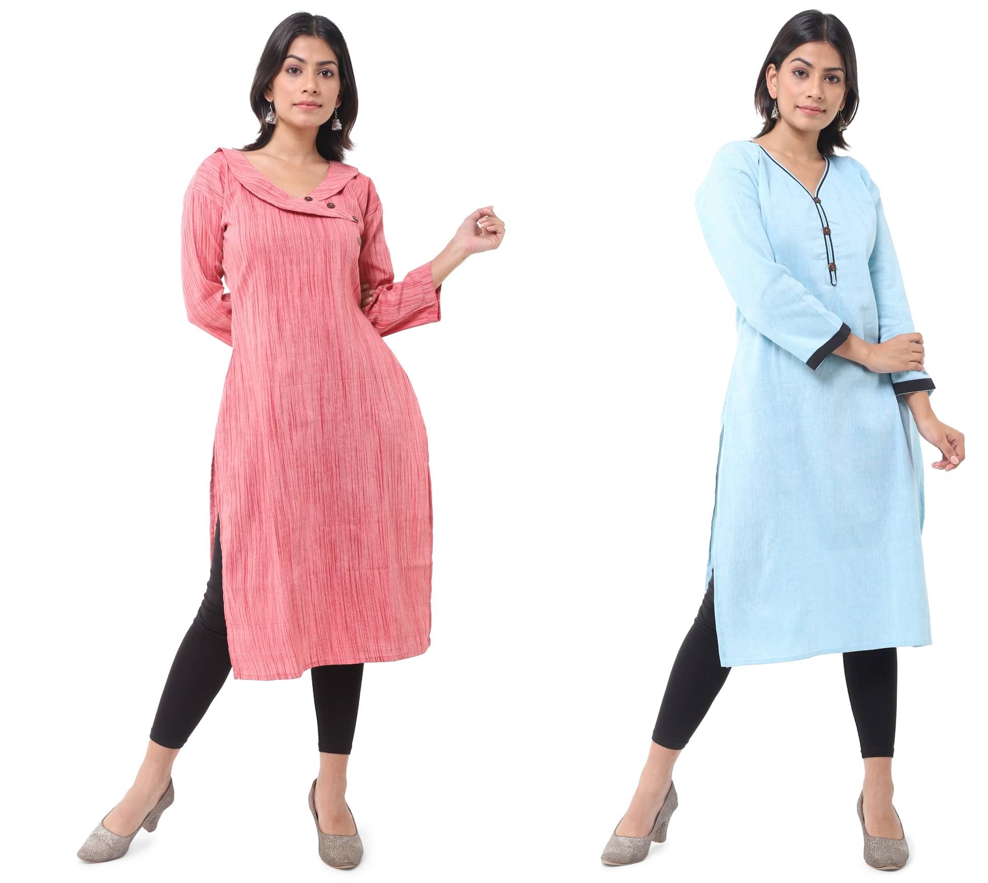 DESHBANDHU DBK - Multicolor Cotton Women's Straight Kurti ( Pack of 2 ) DESHBANDHU DBK - Multicolor Cotton Women's Straight Kurti ( Pack of 2 )