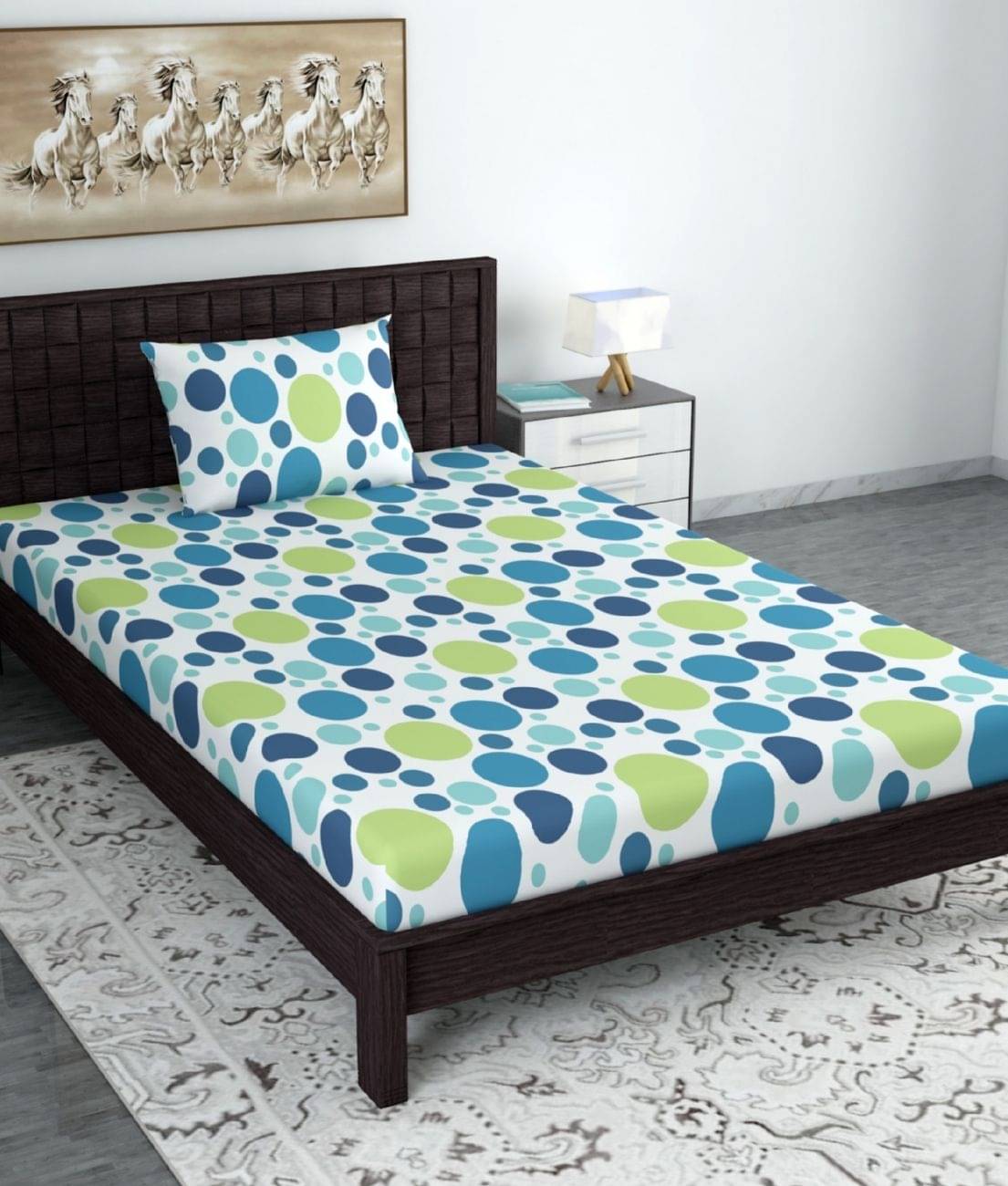     			DIVINE CASA Cotton Single Bedsheet ( Blue )