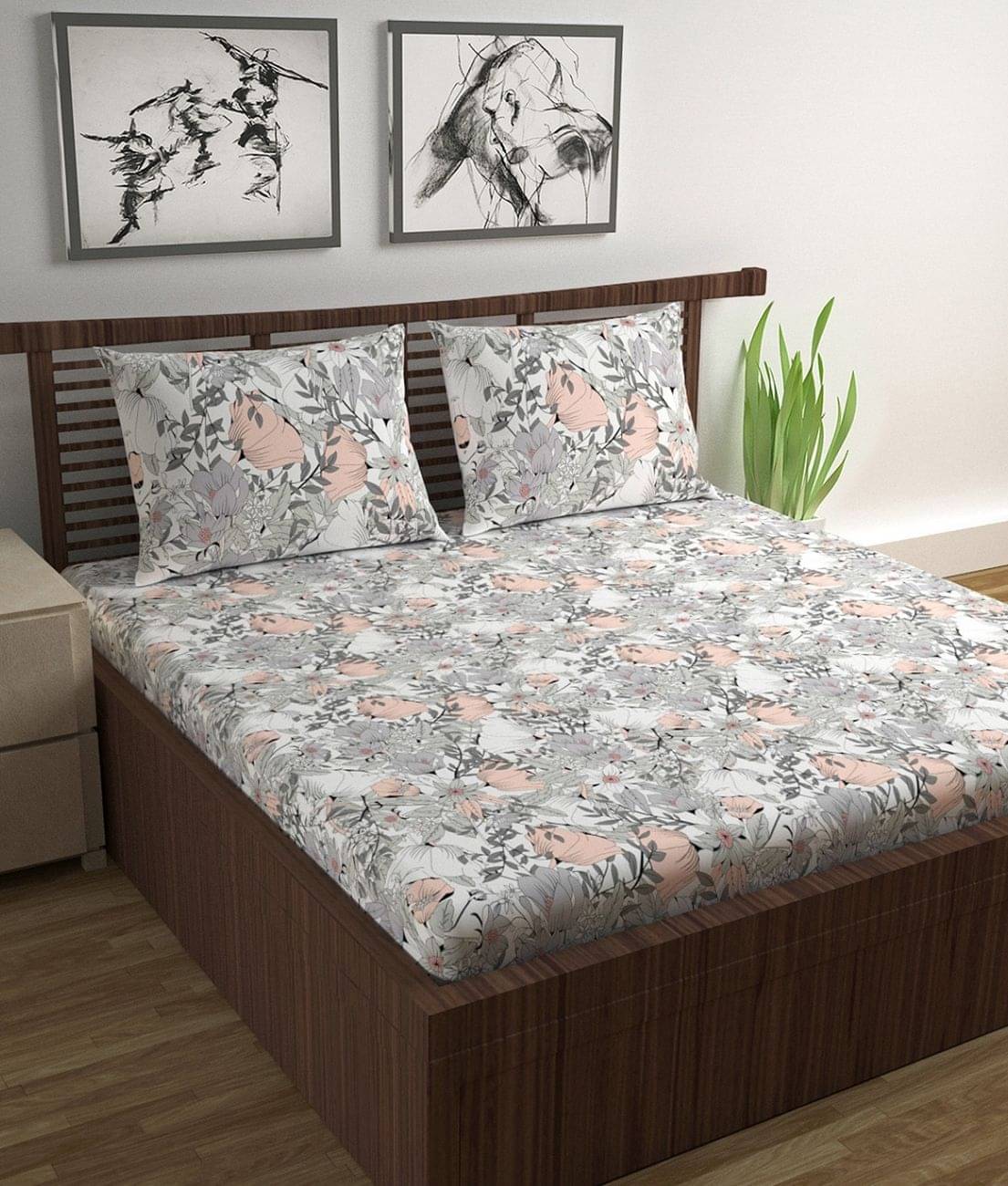 DIVINE CASA Cotton Double Bedsheet ( Peach ) DIVINE CASA Cotton Double Bedsheet ( Peach )