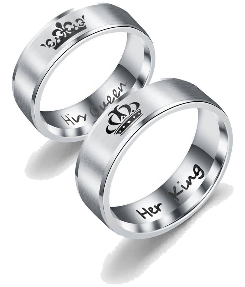 FASHION FRILL - Silver Couple Ring ( Pack of 2 )