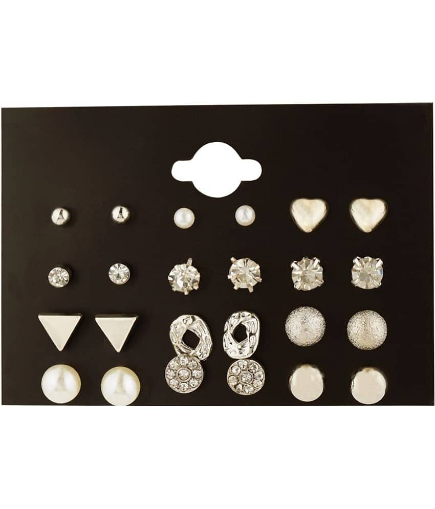 FASHION FRILL - Silver Stud Earrings ( More Than 10 ) - Earrings | Buy online on ZillyBuy