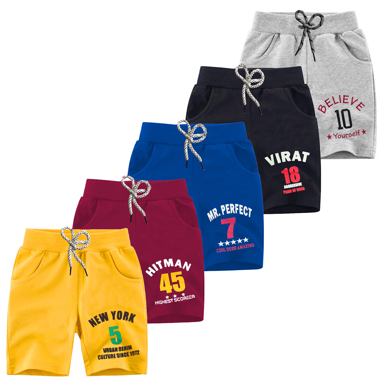     			MIST N FOGG Pack of 5 Cotton Blend Shorts For Boys ( Multi Color )