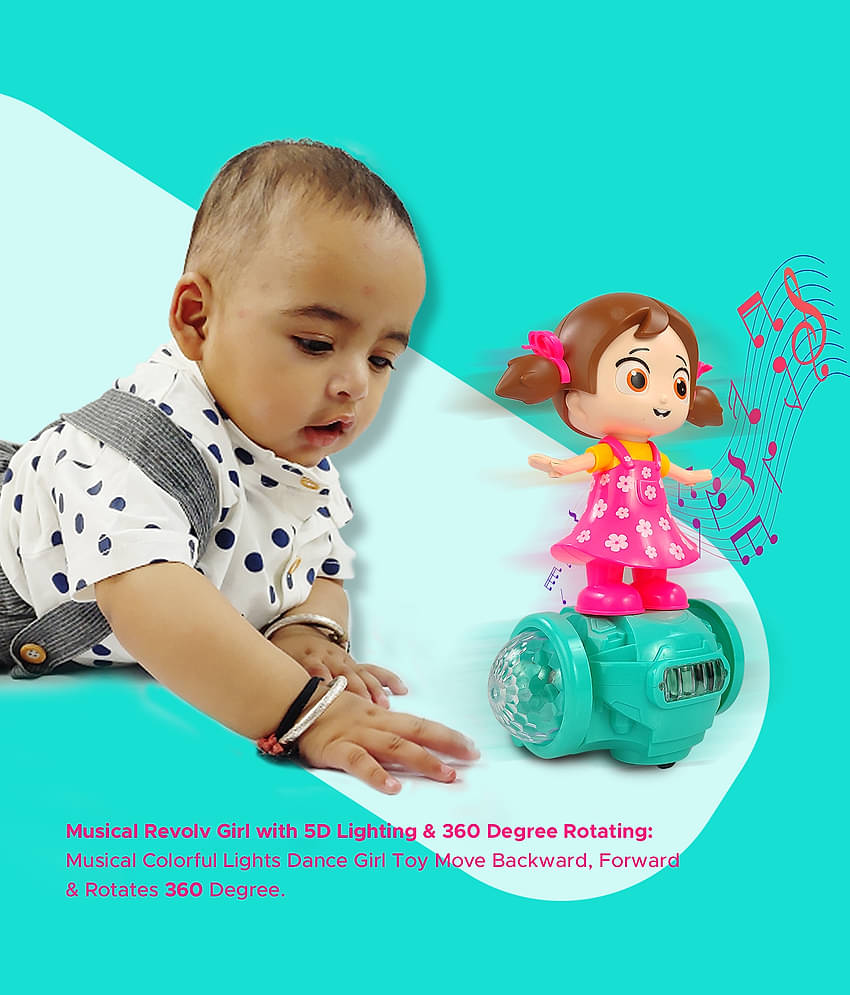 NHR 360 Degree Rotating Musical Dancing Girl with 5D Light & Musical Sound Multicolor Activity Play Center Toy Bump and Go for Kids Early Learning Educational Toys for Kids (3+ Years, Multi)