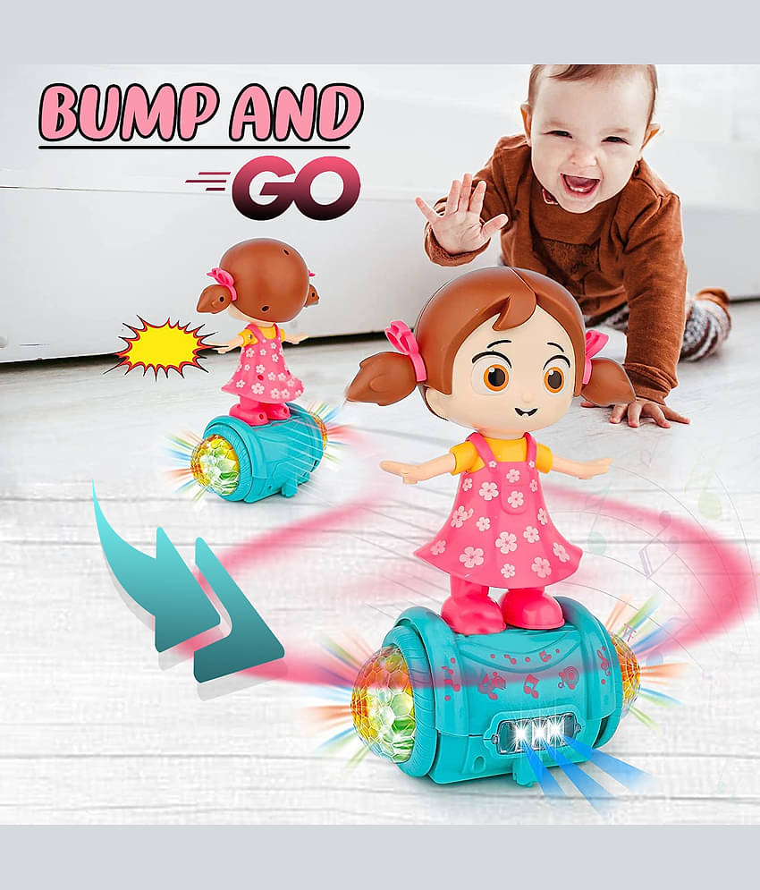NHR 360 Degree Rotating Musical Dancing Girl with 5D Light & Musical Sound Multicolor Activity Play Center Toy Bump and Go for Kids Early Learning Educational Toys for Kids (3+ Years, Multi)