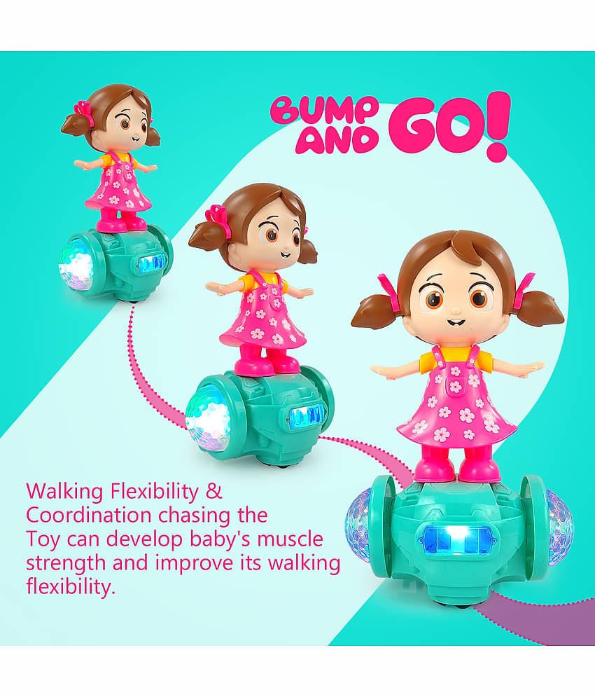 NHR 360 Degree Rotating Musical Dancing Girl with 5D Light & Musical Sound Multicolor Activity Play Center Toy Bump and Go for Kids Early Learning Educational Toys for Kids (3+ Years, Multi)