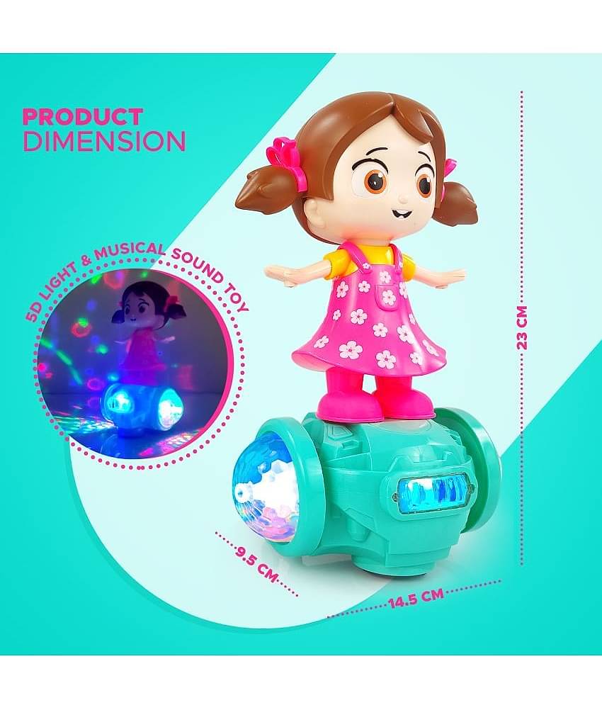 NHR 360 Degree Rotating Musical Dancing Girl with 5D Light & Musical Sound Multicolor Activity Play Center Toy Bump and Go for Kids Early Learning Educational Toys for Kids (3+ Years, Multi)
