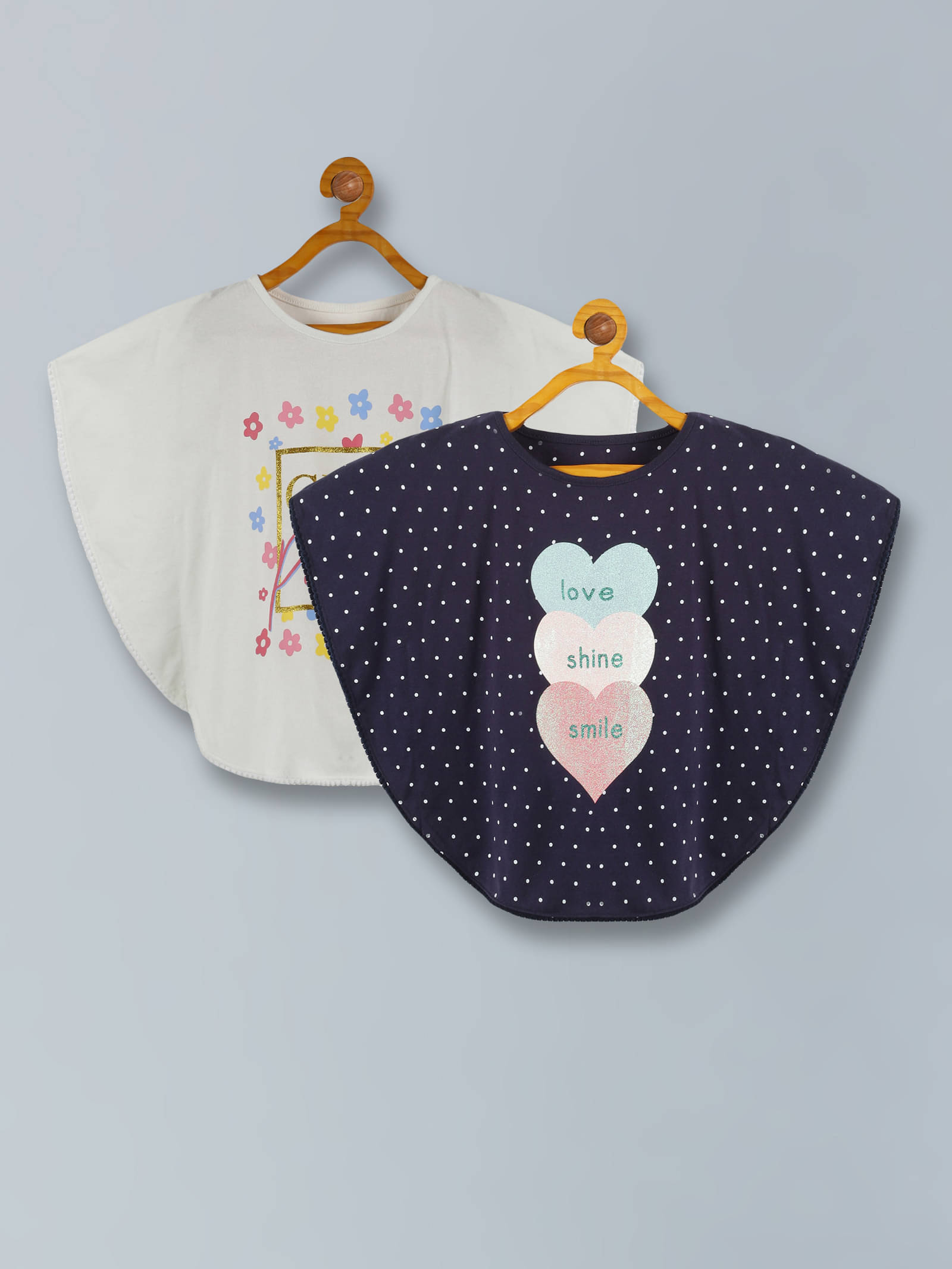     			PLUM TREE Pack of 2 Girls 100% Cotton T-Shirt ( Navy )
