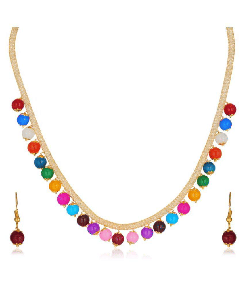 PUJVI - Multi Color Alloy Necklace Set ( Pack of 1 )