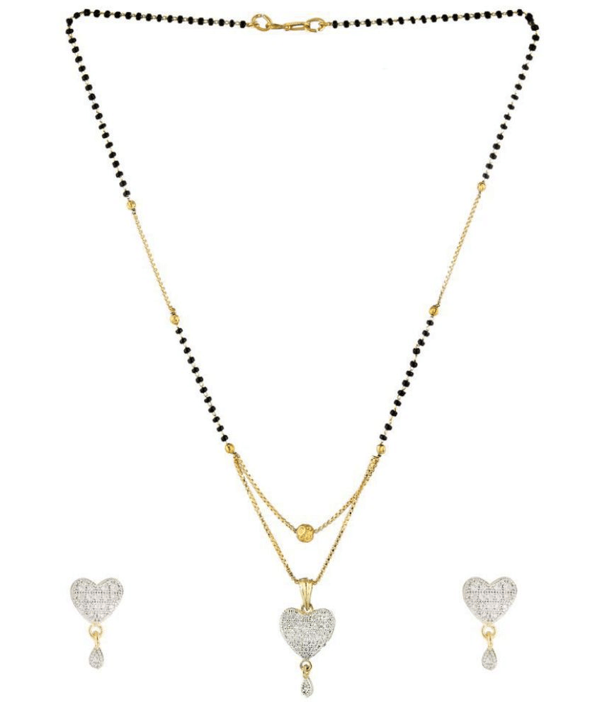 PUJVI - Silver Mangalsutra Set ( Pack of 1 )