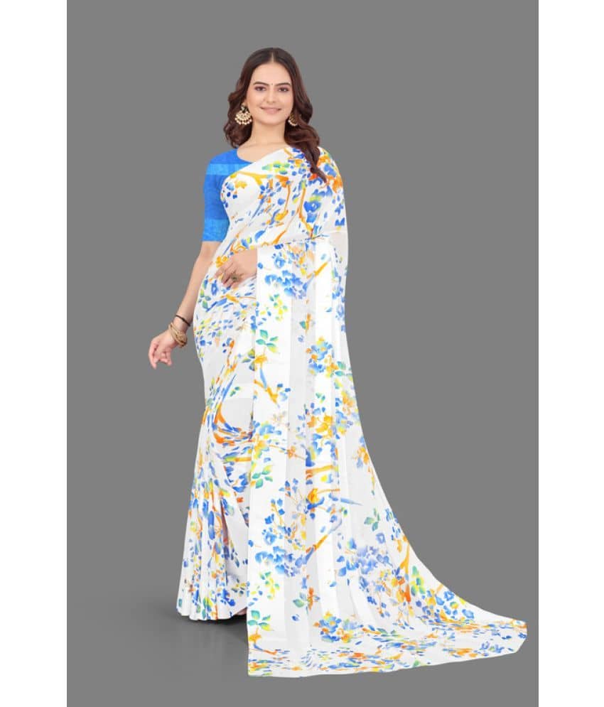 Sanjana Silks Georgette Printed Saree With Unstitched Blouse Piece ( Pink ) - Sarees | Buy online on ZillyBuy