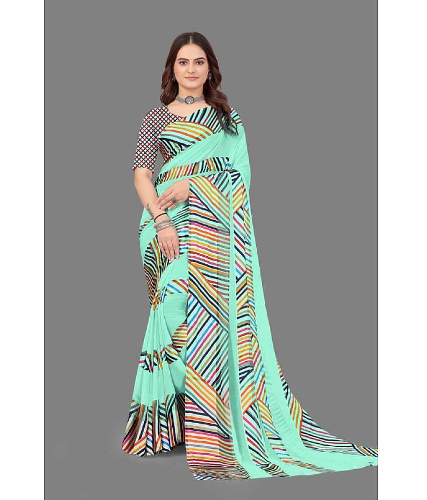 Sanwariya Silks Georgette Printed Saree With Unstitched Blouse Piece ( Yellow ) - Sarees | Buy online on ZillyBuy