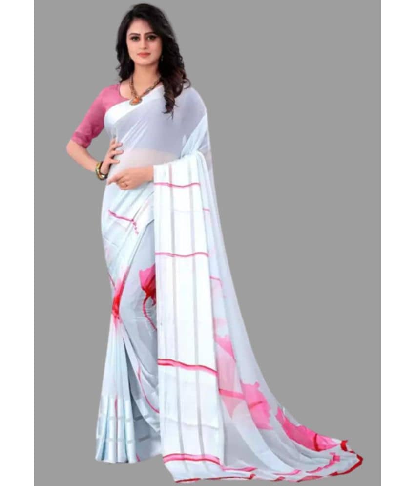 Sanwariya Silks Georgette Printed Saree With Unstitched Blouse Piece ( Multicolor ) - Sarees | Buy online on ZillyBuy