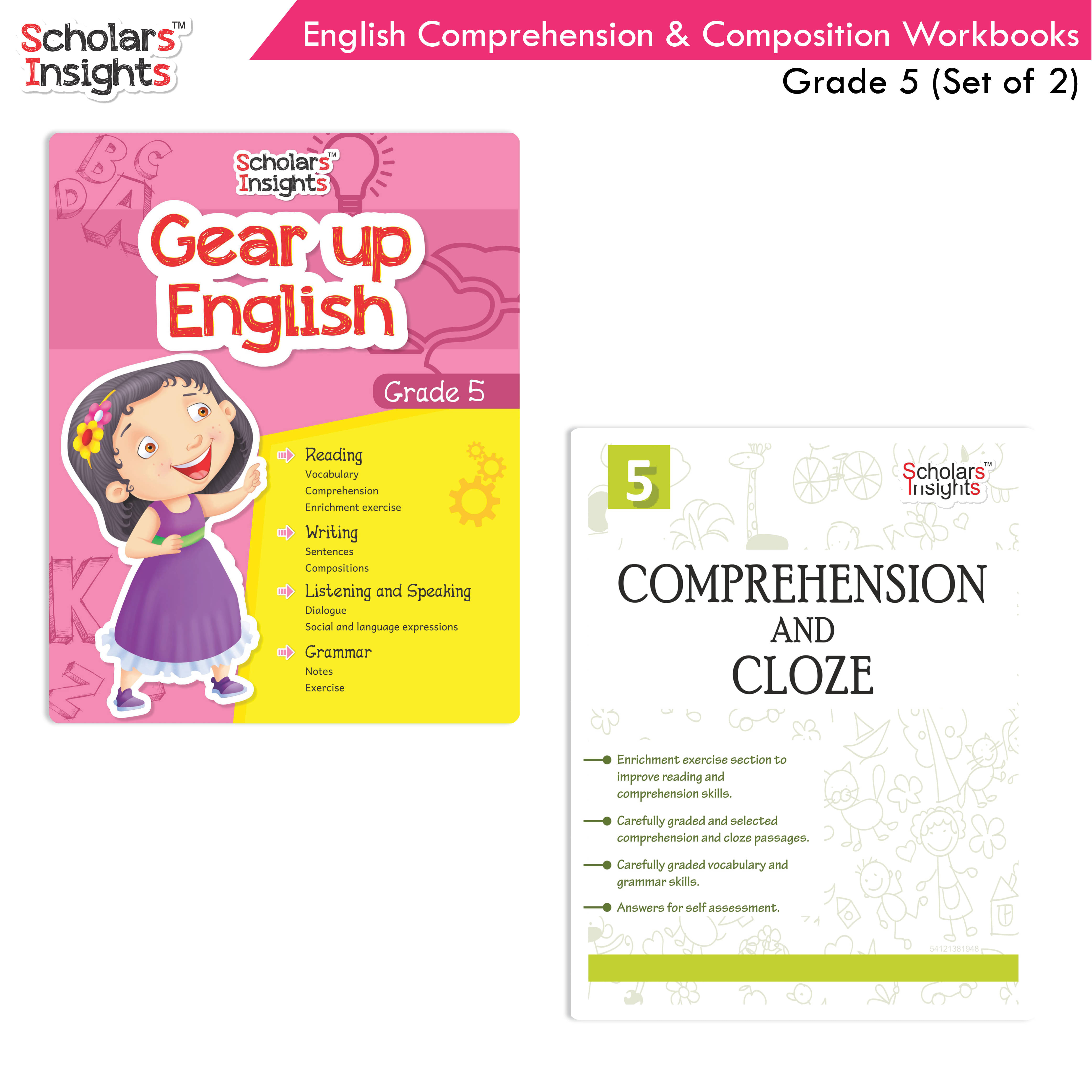 Scholars Insights Combo Set of Comprehension & Composition English Grammar Workbooks Grade 4| Set of 2 Scholars Insights Combo Set of Comprehension & Composition English Grammar Workbooks Grade 4| Set of 2