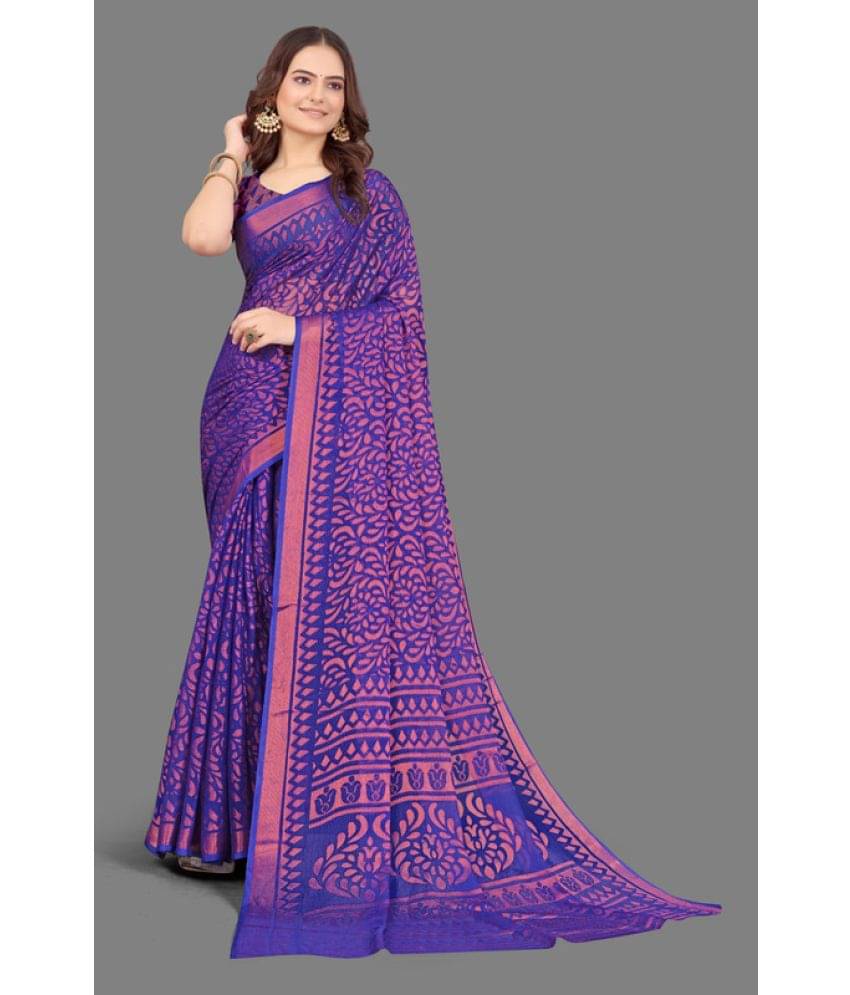     			Sitanjali Brasso Printed Saree With Unstitched Blouse Piece ( Blue )