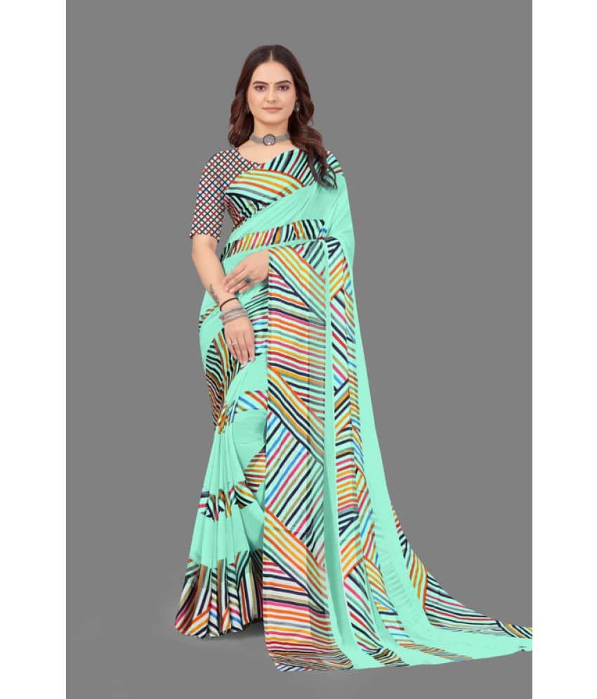 Sitanjali Lifestyle Georgette Printed Saree With Unstitched Blouse Piece ( Multicolour ) - Sarees | Buy online on ZillyBuy