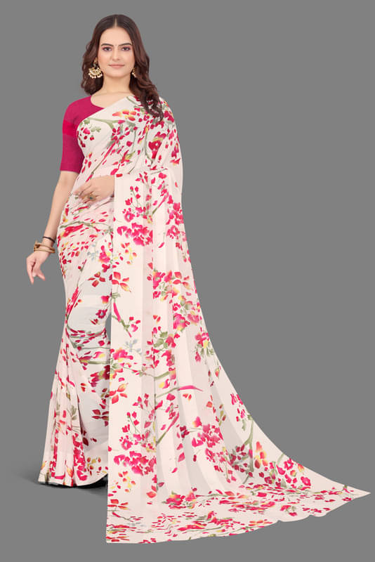 Sitanjali Georgette Printed Saree With Unstitched Blouse Piece ( Pink ) Sitanjali Georgette Printed Saree With Unstitched Blouse Piece ( Pink )