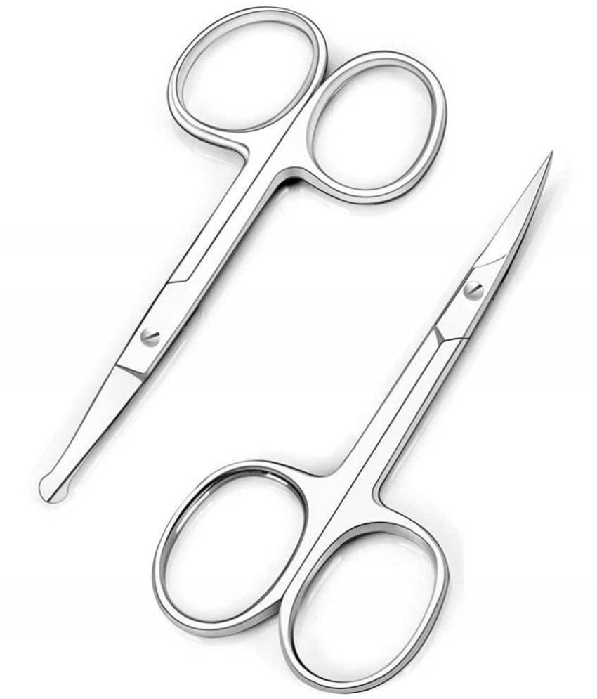     			Stainless Steel Nose Hair Trimmer Scissors and Rounded Nose Hair Scissors for Men Mustache Beard Trimming Sharp Professional (Silver)