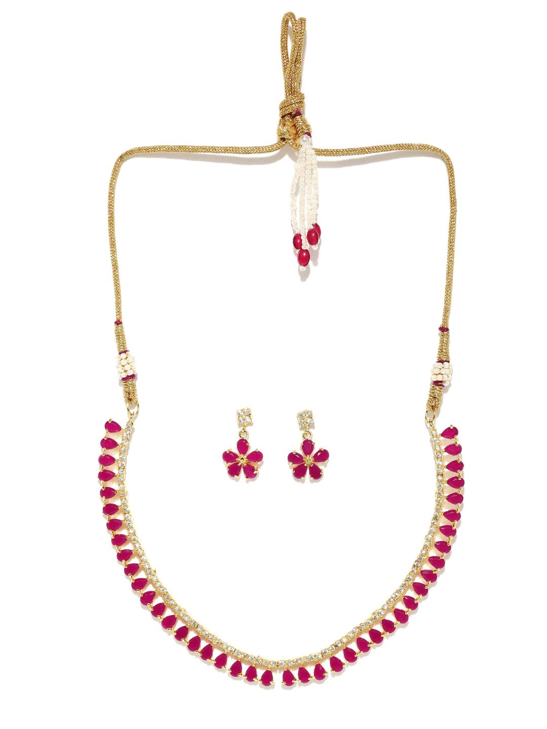 Sunhari Jewels - Pink Alloy Necklace Set ( Pack of 1 )