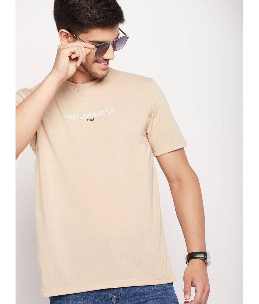 UBX Pack of 1 Cotton Blend Regular Fit Men's T-Shirt ( Beige )     			UBX Pack of 1 Cotton Blend Regular Fit Men's T-Shirt ( Beige )