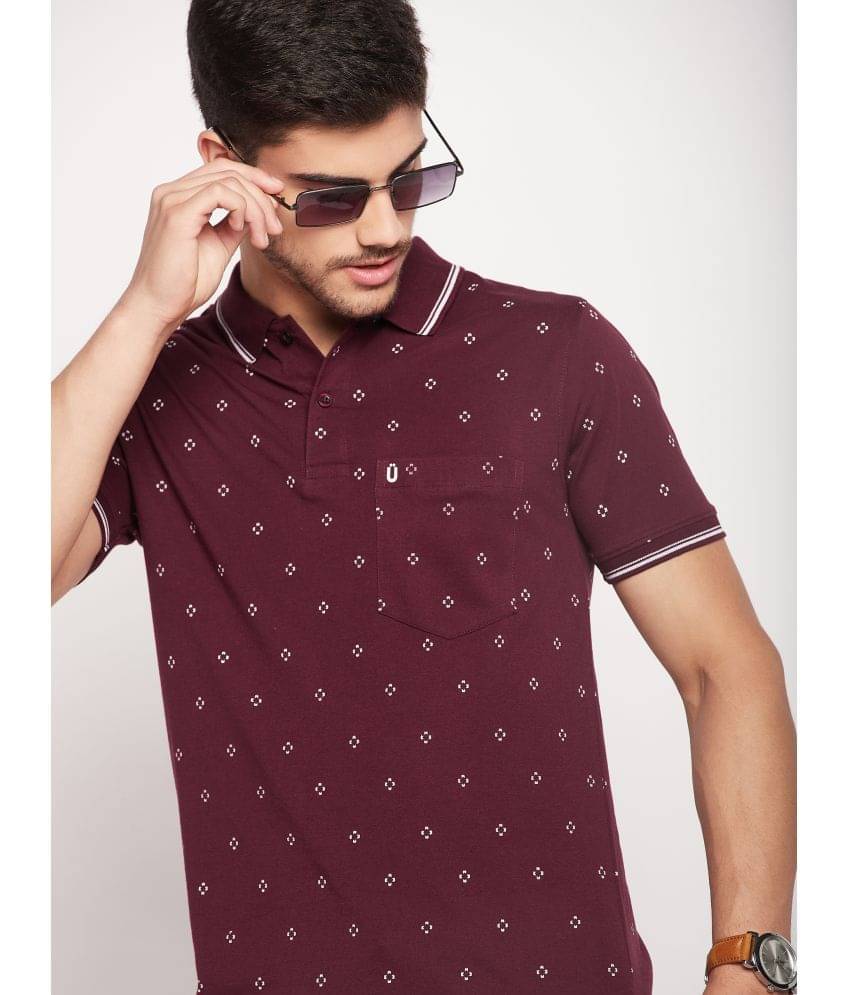    			UNIBERRY Pack of 1 Cotton Blend Regular Fit Printed Half Sleeves Men's Polo T Shirt ( Maroon )