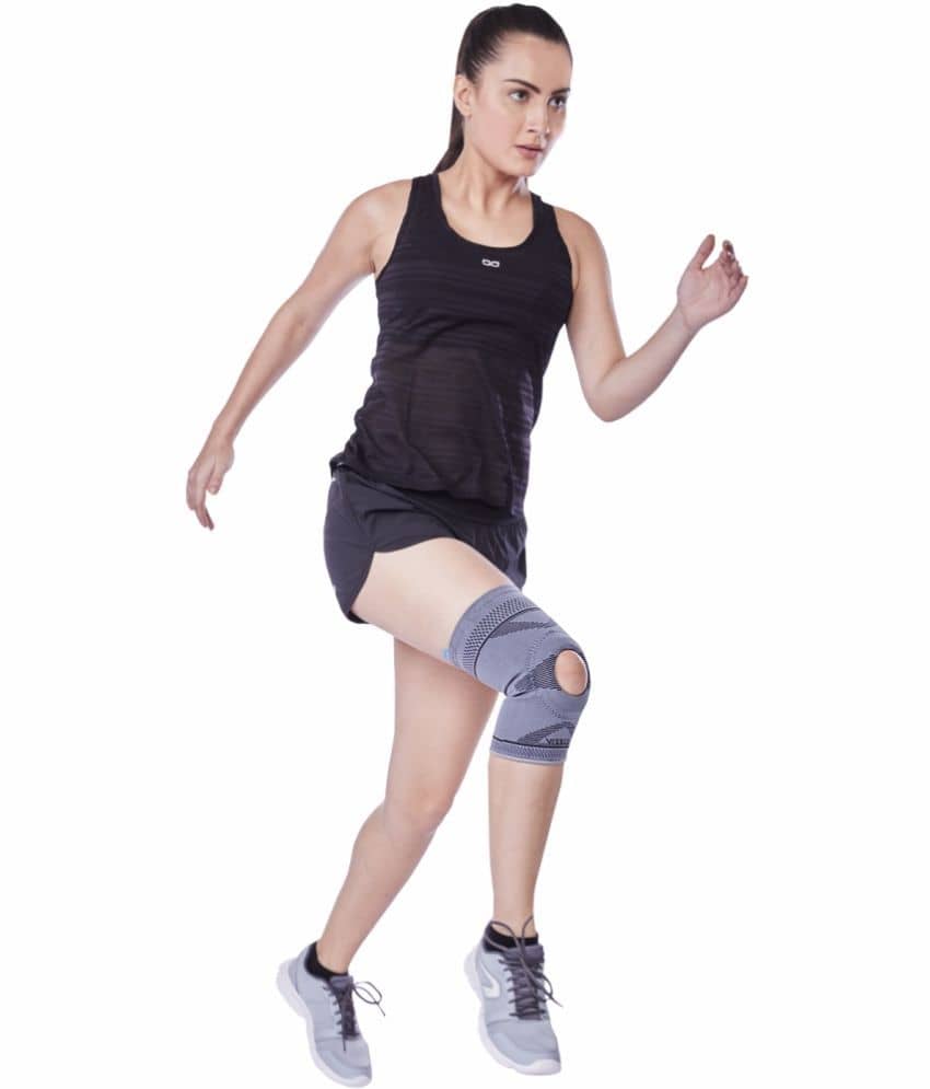 Vissco Knee Cap With Open Patella |Ideal mild support to reduce pressure on patella & provide Pain Relief - Color - Grey (Single Piece) - XXL