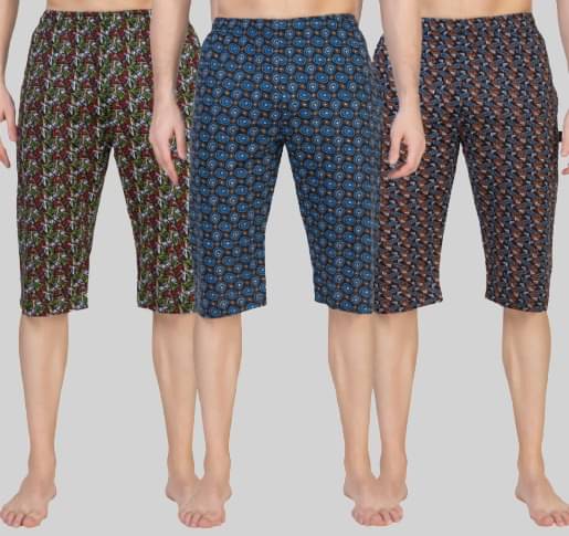     			Zeffit - Multi Cotton Men's Three-Fourths ( Pack of 3 )