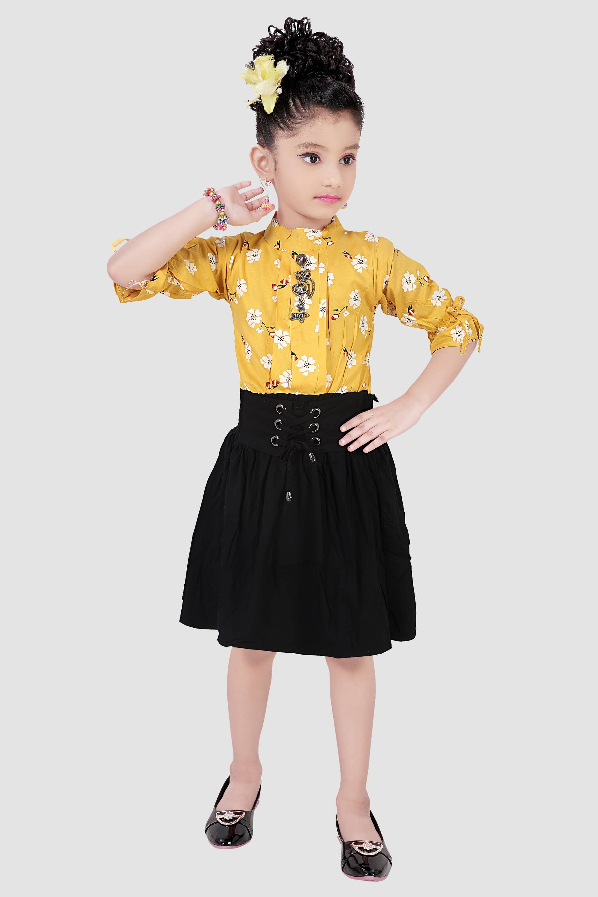 9stiches - Yellow Rayon Baby Girl Frock ( Pack of 1 )