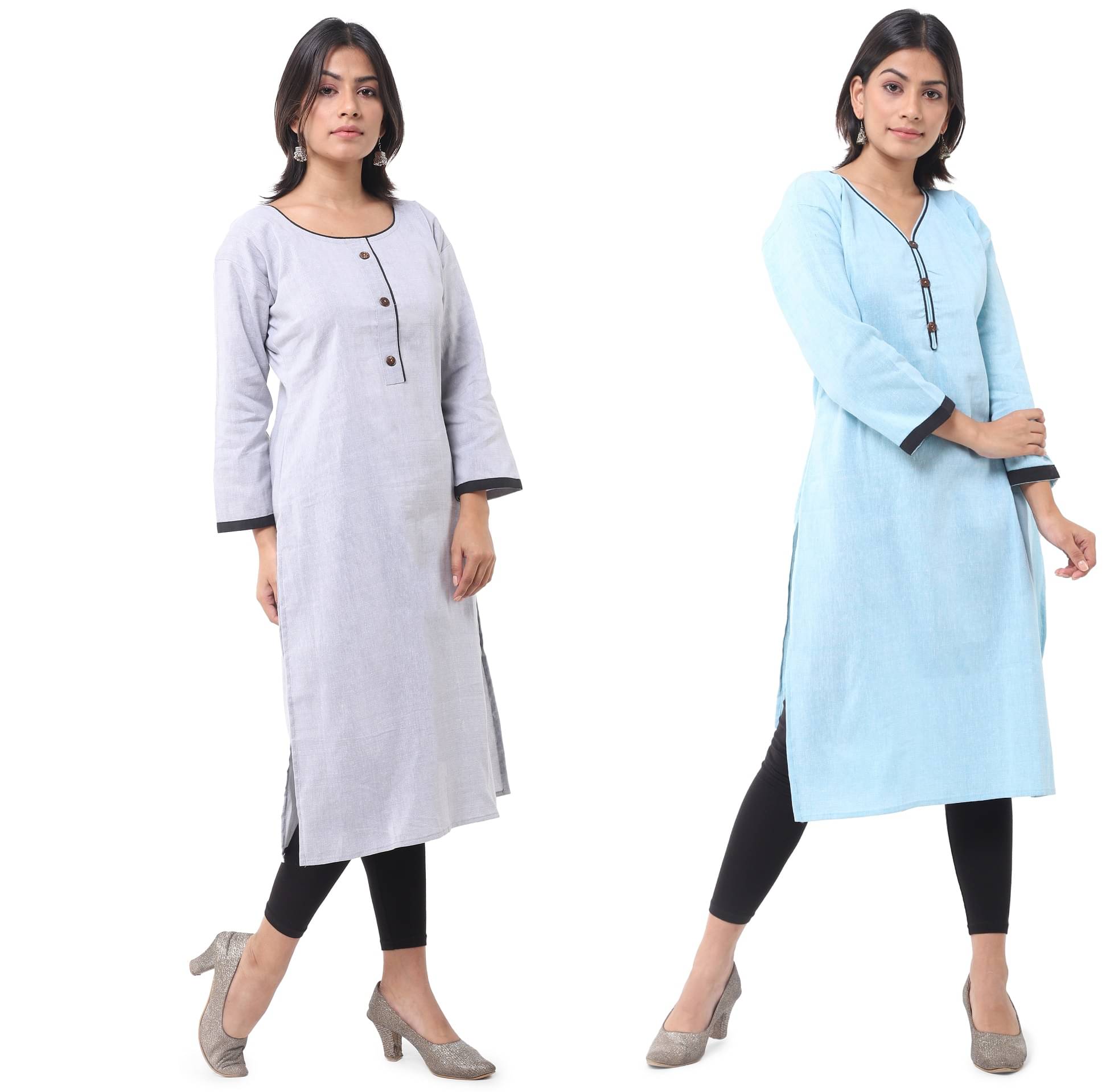     			DESHBANDHU DBK - Multicolor Cotton Women's Straight Kurti ( Pack of 2 )