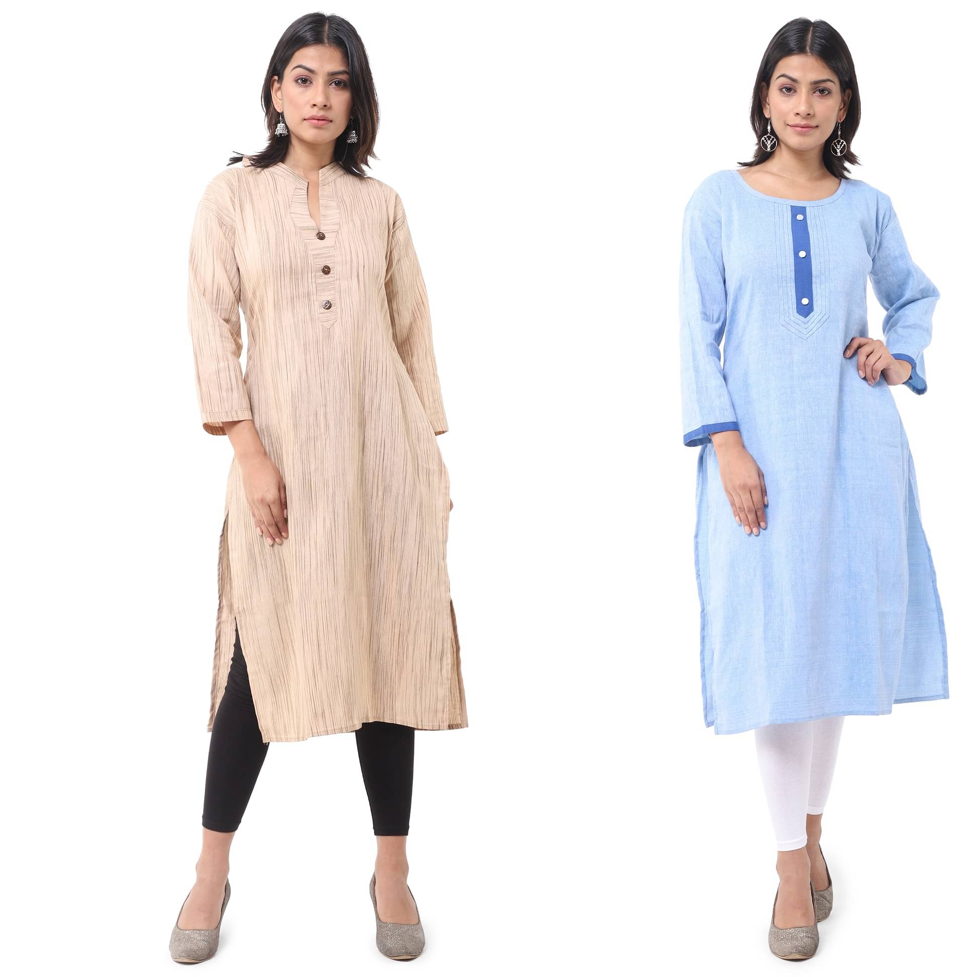 DESHBANDHU DBK - Multicolor Cotton Women's Straight Kurti ( Pack of 2 ) DESHBANDHU DBK - Multicolor Cotton Women's Straight Kurti ( Pack of 2 )