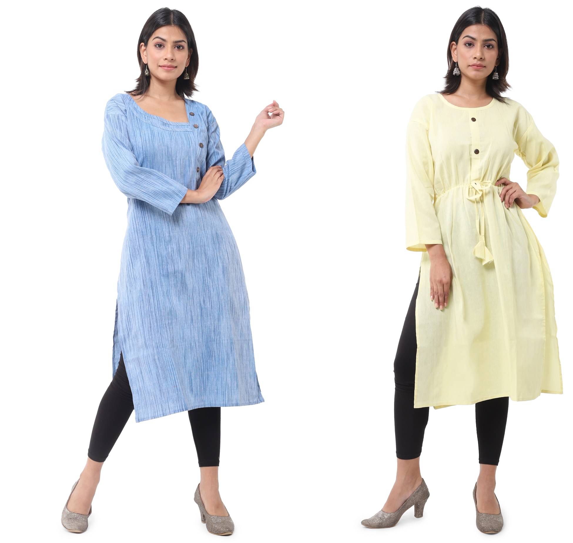 DESHBANDHU DBK - Multicolor Cotton Women's Straight Kurti ( Pack of 2 ) DESHBANDHU DBK - Multicolor Cotton Women's Straight Kurti ( Pack of 2 )