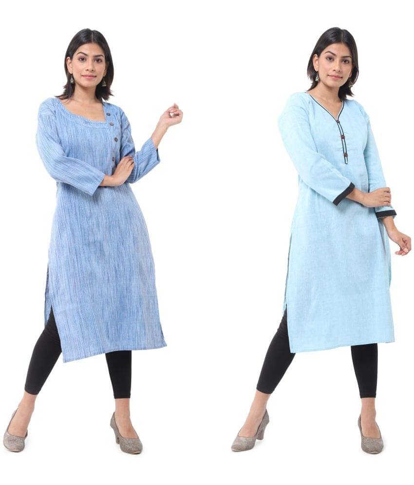 DESHBANDHU DBK - Multicolor Cotton Women's Straight Kurti ( Pack of 2 ) DESHBANDHU DBK - Multicolor Cotton Women's Straight Kurti ( Pack of 2 )