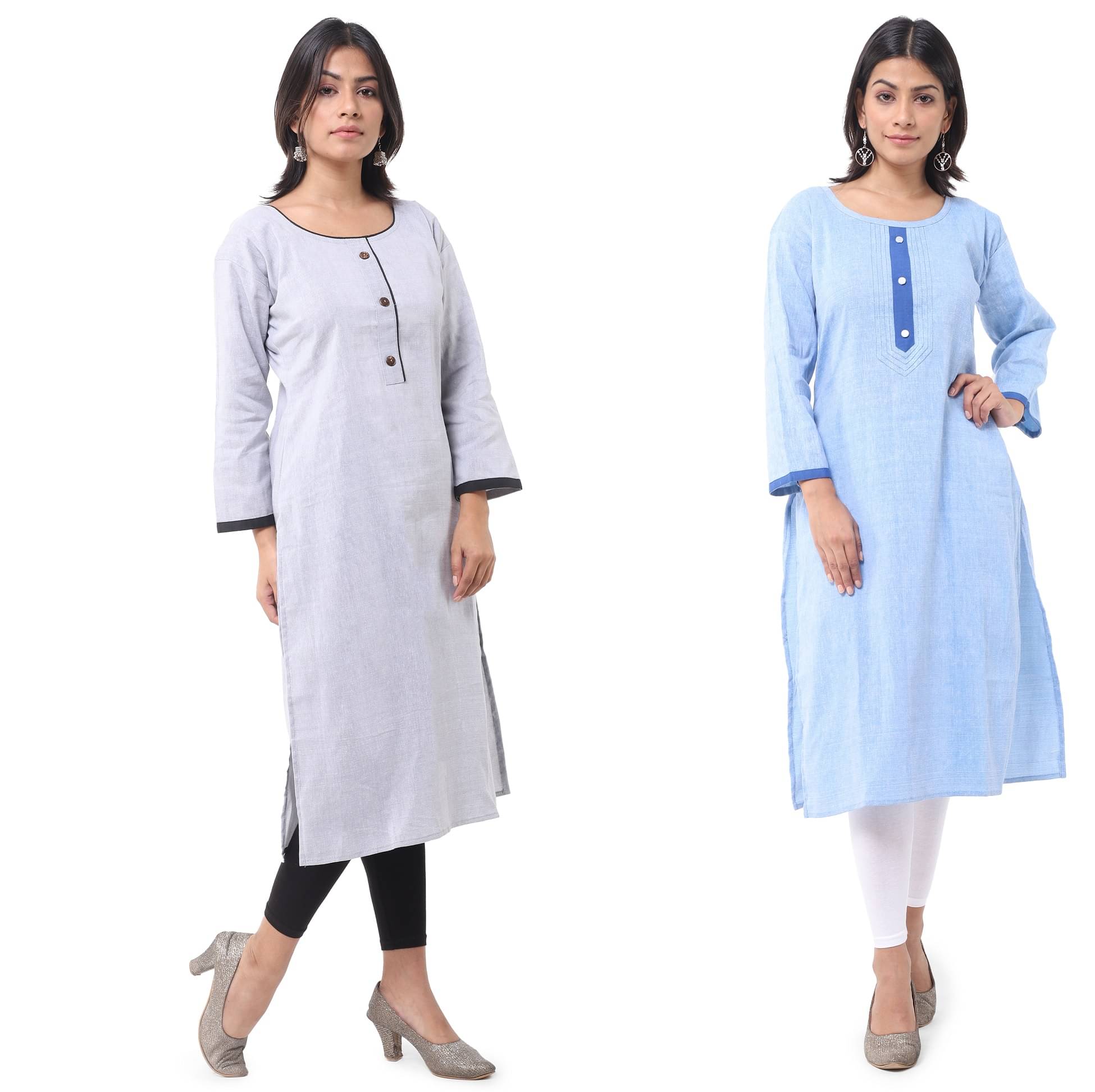 DESHBANDHU DBK - Multicolor Cotton Women's Straight Kurti ( Pack of 2 ) DESHBANDHU DBK - Multicolor Cotton Women's Straight Kurti ( Pack of 2 )