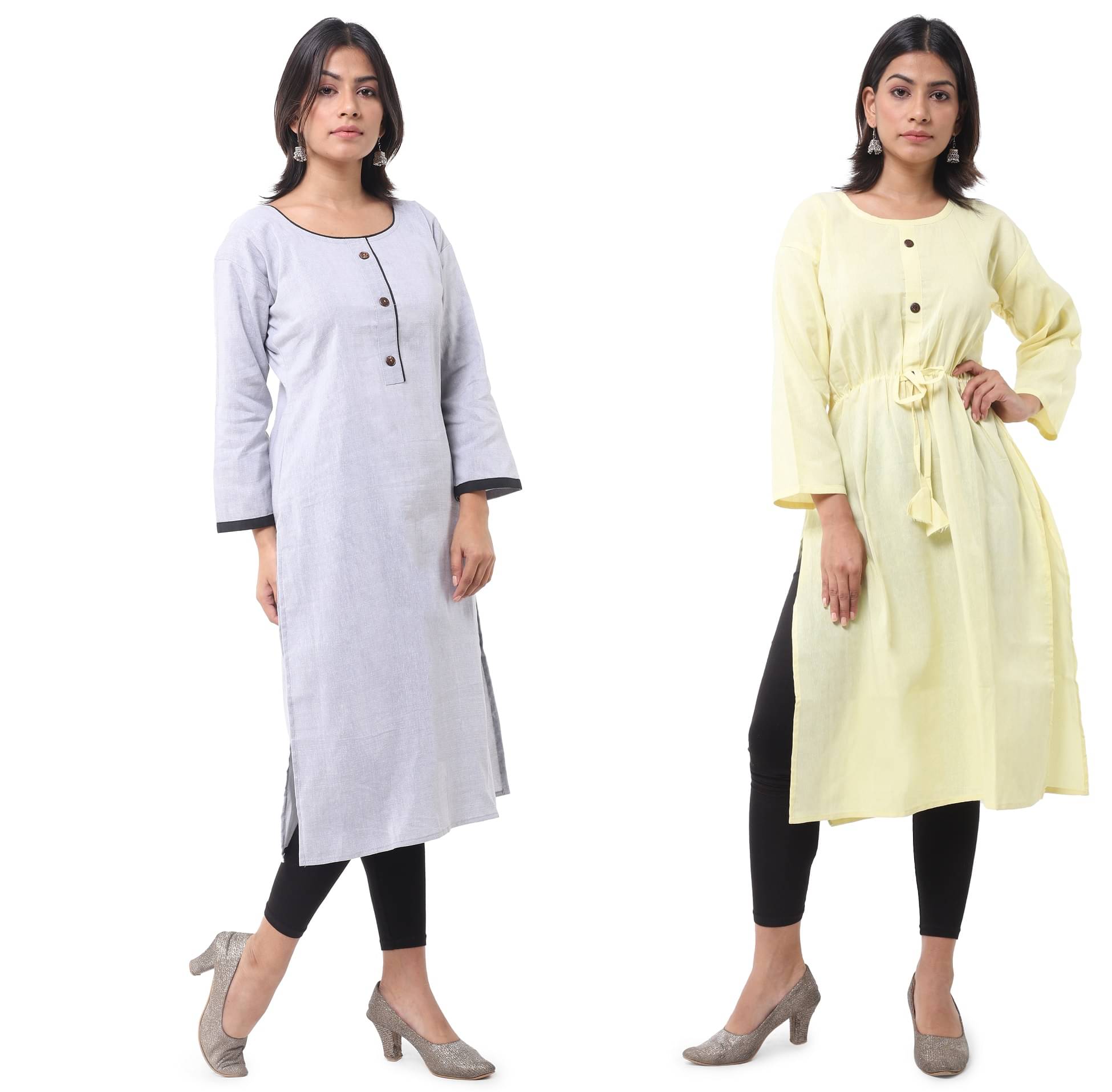     			DESHBANDHU DBK - Multicolor Cotton Women's Straight Kurti ( Pack of 2 )