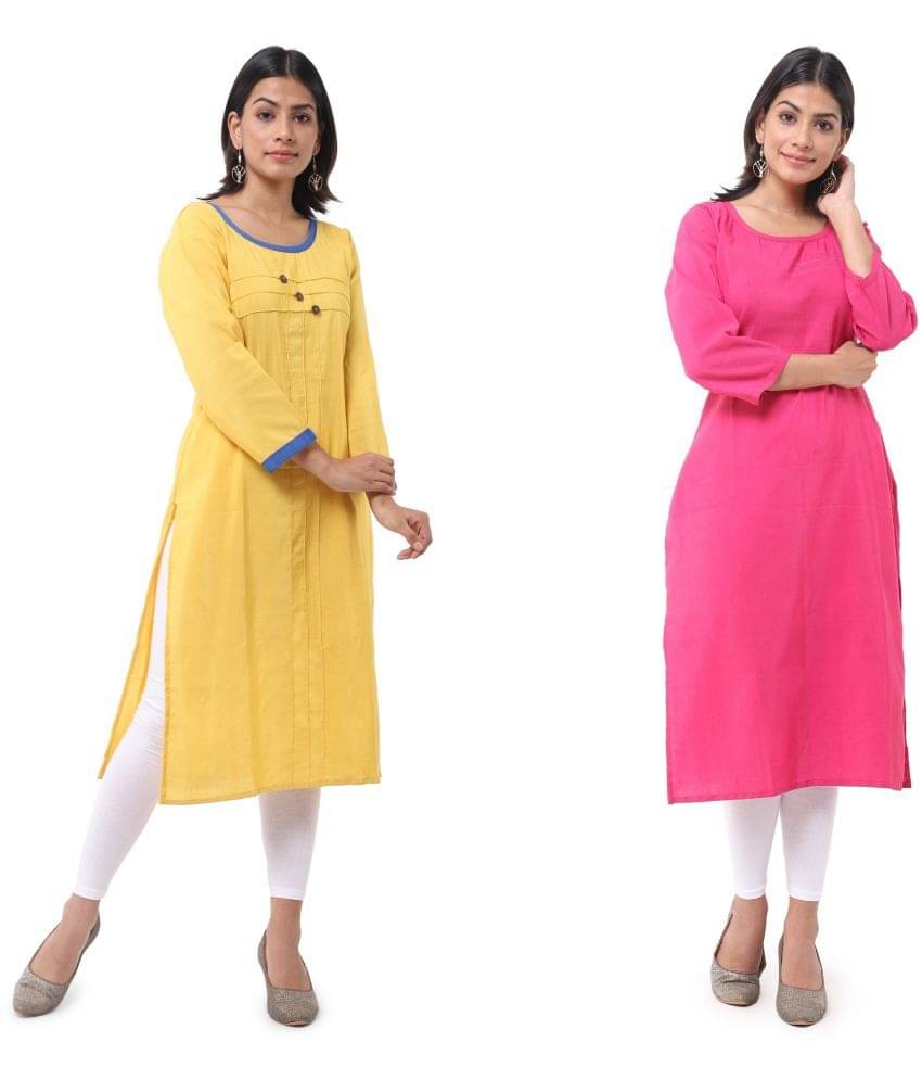 DESHBANDHU DBK - Multicolor Cotton Women's Straight Kurti ( Pack of 2 ) DESHBANDHU DBK - Multicolor Cotton Women's Straight Kurti ( Pack of 2 )