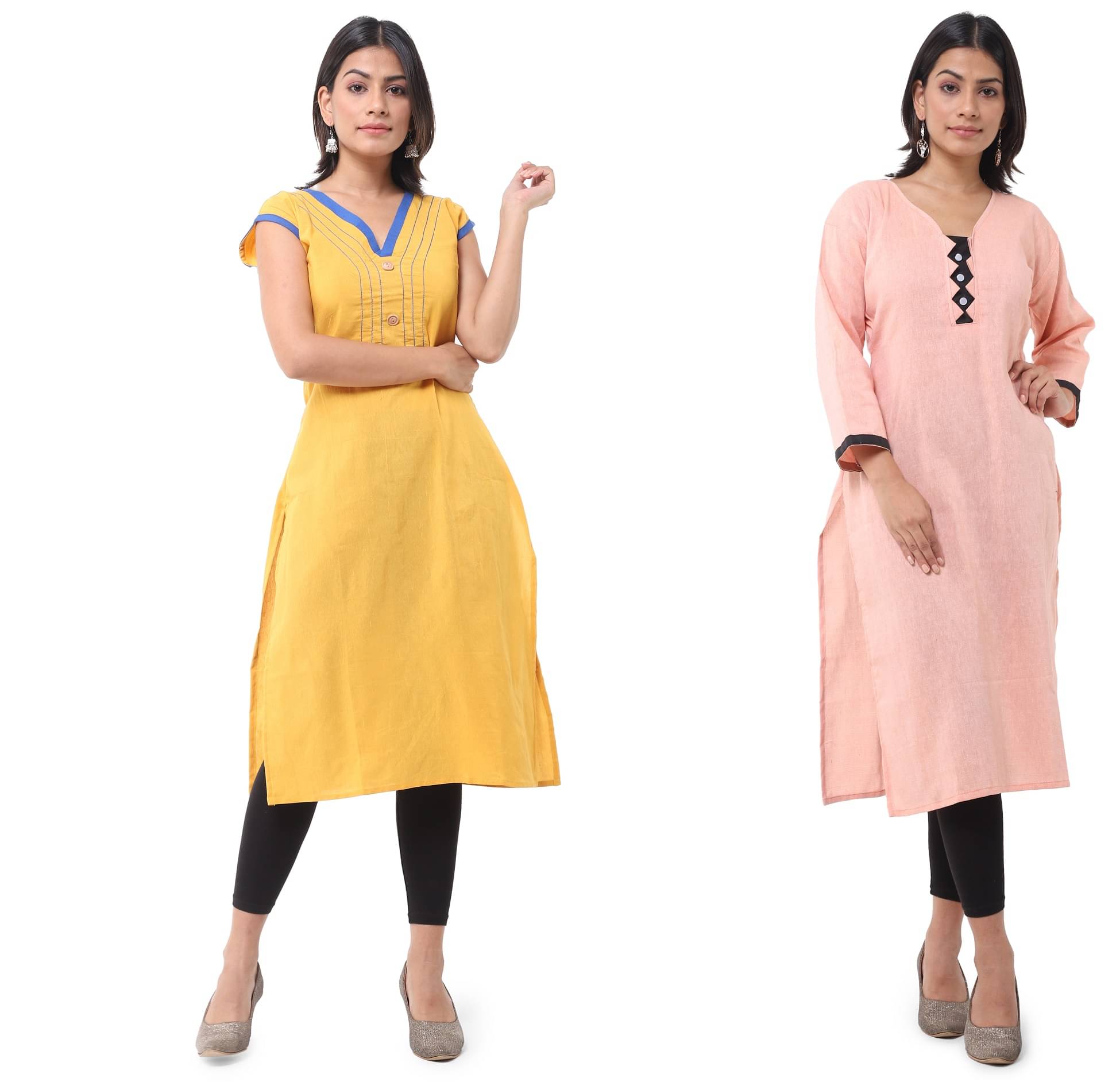     			DESHBANDHU DBK - Multicolor Cotton Women's Straight Kurti ( Pack of 2 )