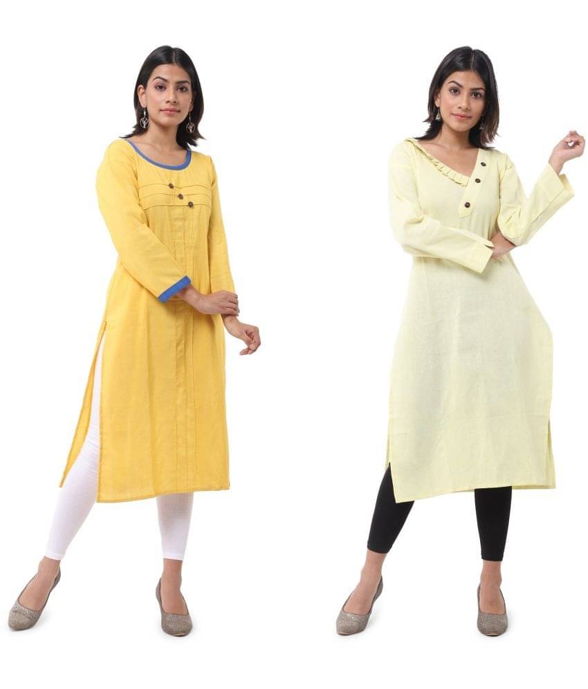 DESHBANDHU DBK - Multicolor Cotton Women's Straight Kurti ( Pack of 2 ) DESHBANDHU DBK - Multicolor Cotton Women's Straight Kurti ( Pack of 2 )