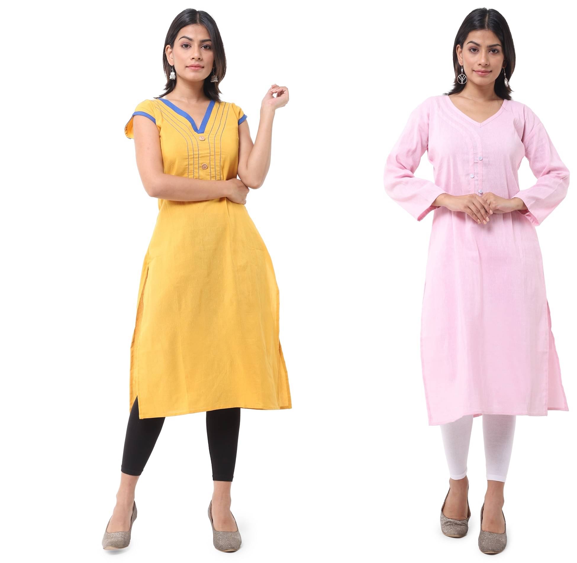 DESHBANDHU DBK - Multicolor Cotton Women's Straight Kurti ( Pack of 2 )     			DESHBANDHU DBK - Multicolor Cotton Women's Straight Kurti ( Pack of 2 )