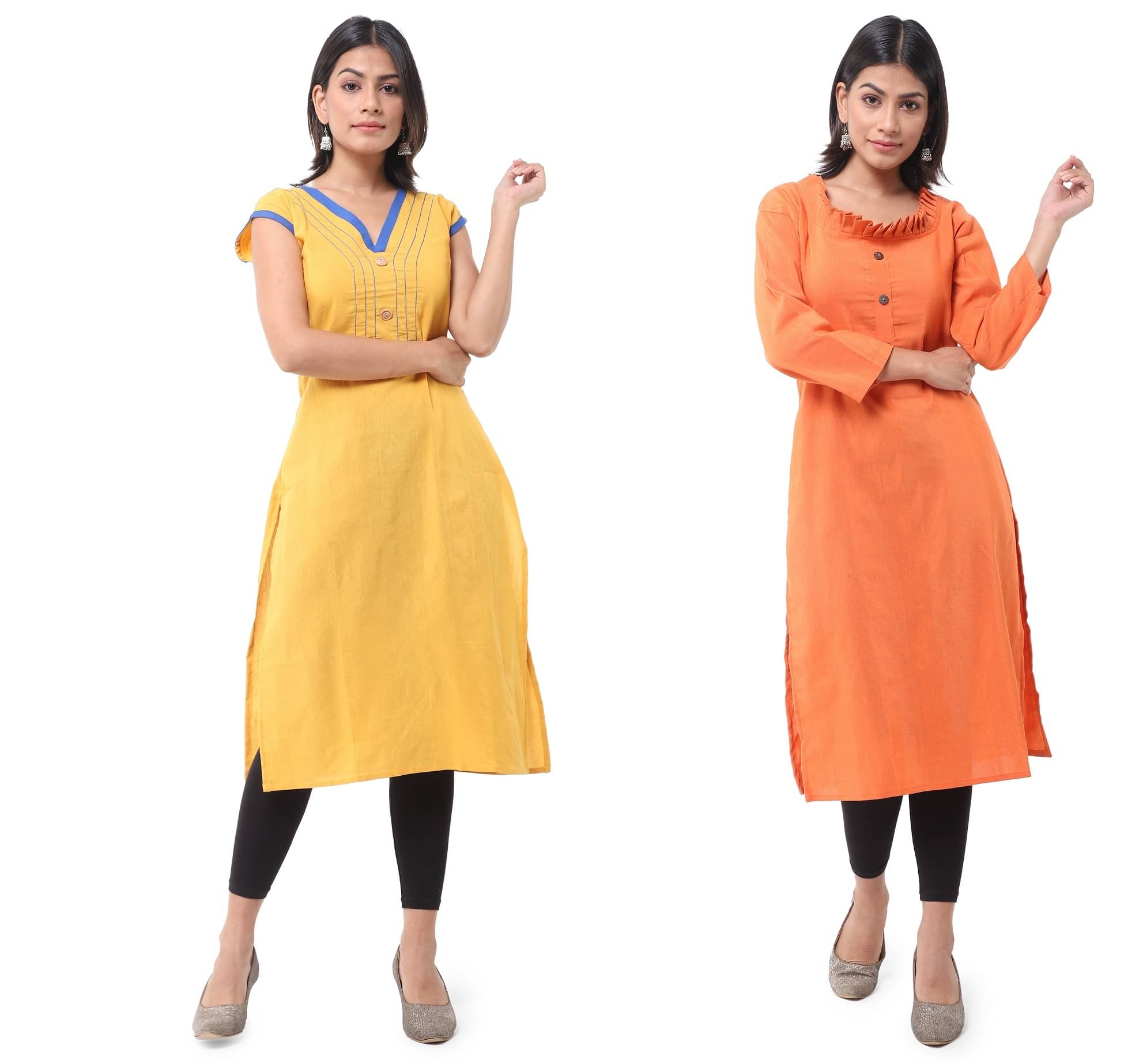     			DESHBANDHU DBK - Multicolor Cotton Women's Straight Kurti ( Pack of 2 )