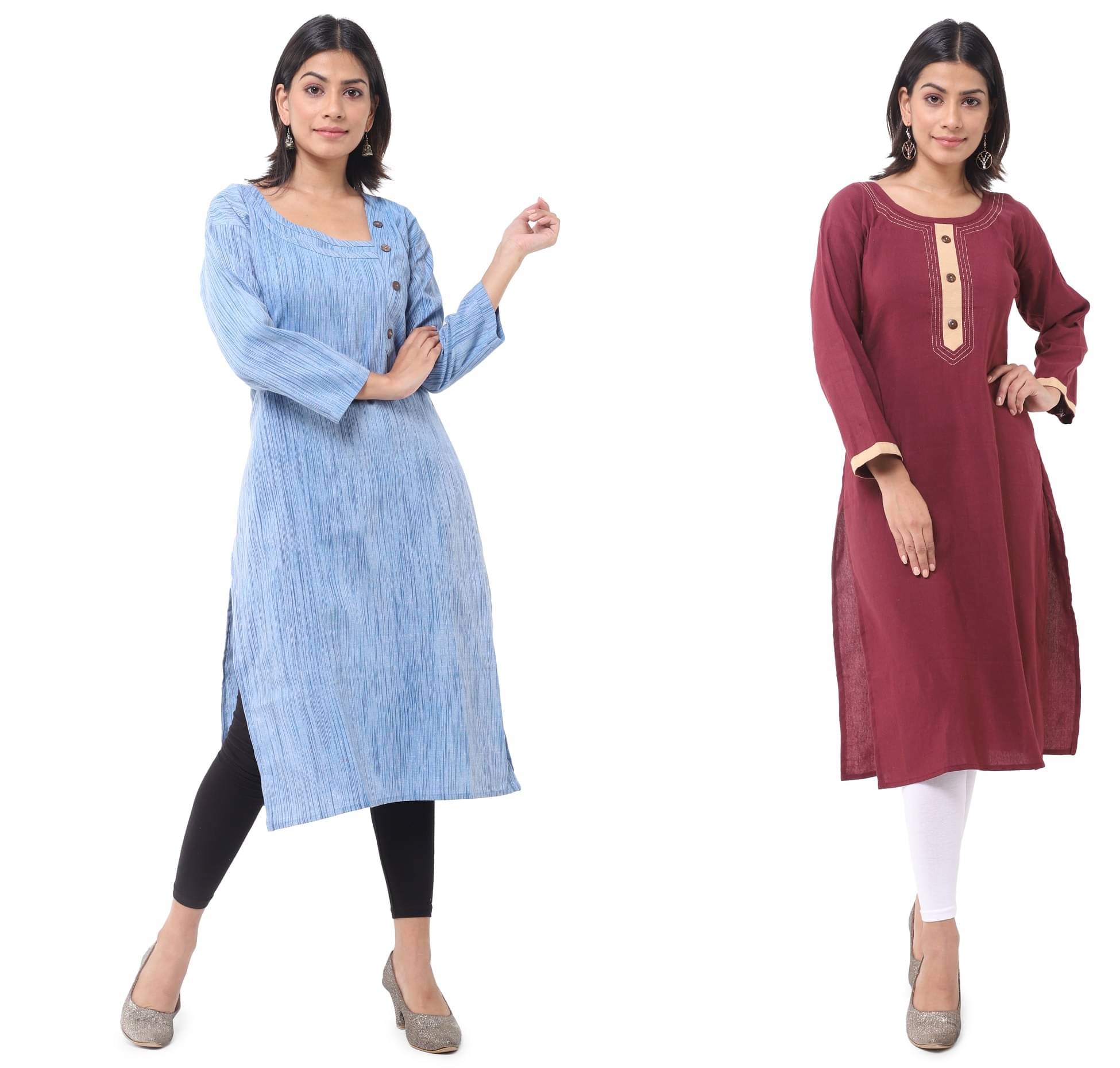     			DESHBANDHU DBK - Multicolor Cotton Women's Straight Kurti ( Pack of 2 )