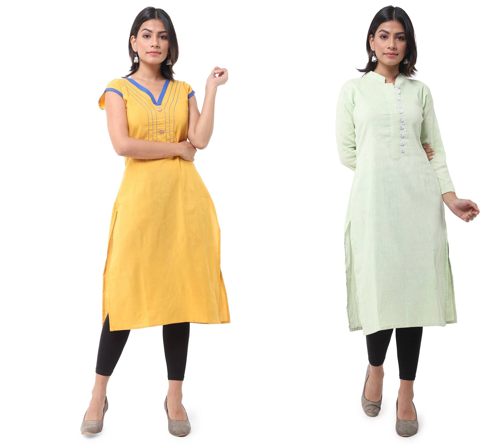     			DESHBANDHU DBK - Multicolor Cotton Women's Straight Kurti ( Pack of 2 )
