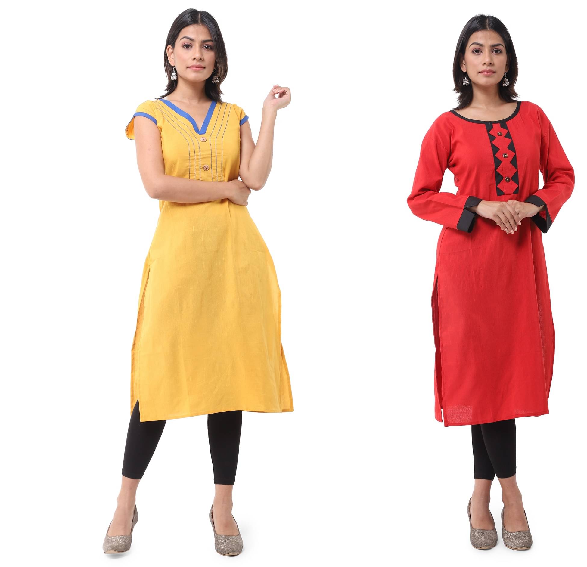 DESHBANDHU DBK - Multicolor Cotton Women's Straight Kurti ( Pack of 2 ) DESHBANDHU DBK - Multicolor Cotton Women's Straight Kurti ( Pack of 2 )
