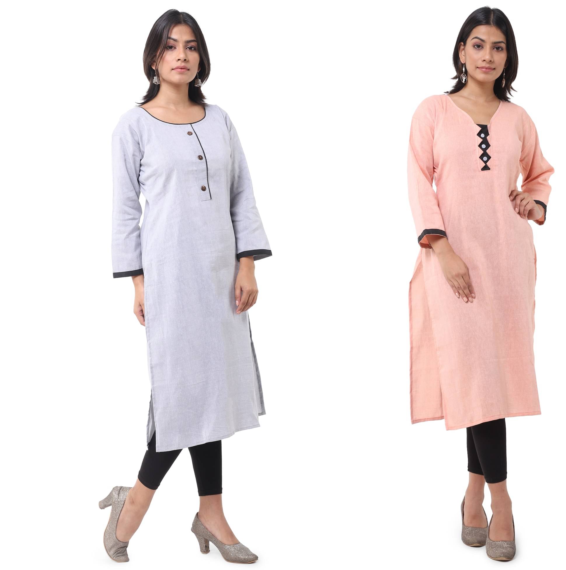     			DESHBANDHU DBK - Multicolor Cotton Women's Straight Kurti ( Pack of 2 )