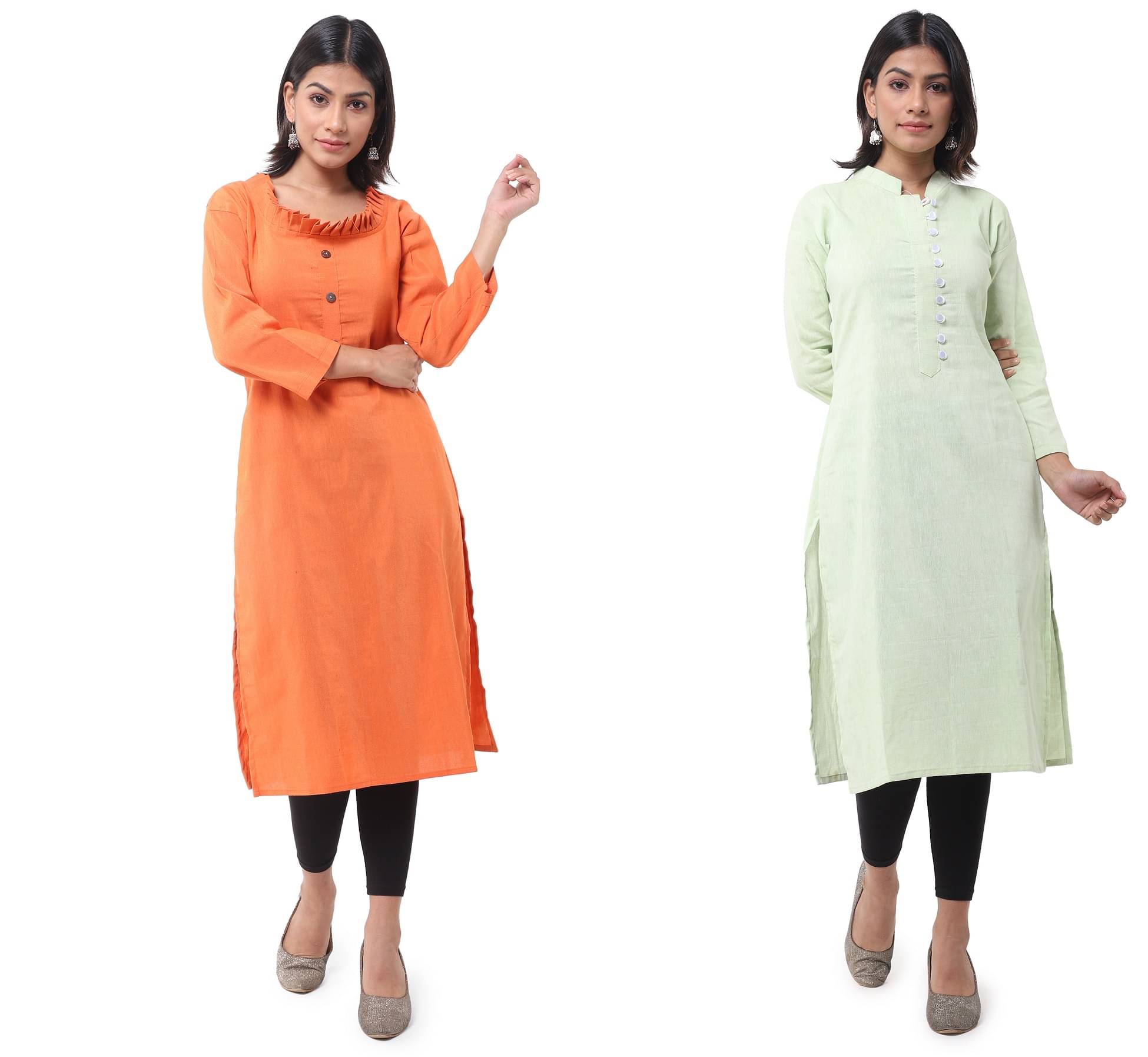 DESHBANDHU DBK - Multicolor Cotton Women's Straight Kurti ( Pack of 2 ) DESHBANDHU DBK - Multicolor Cotton Women's Straight Kurti ( Pack of 2 )