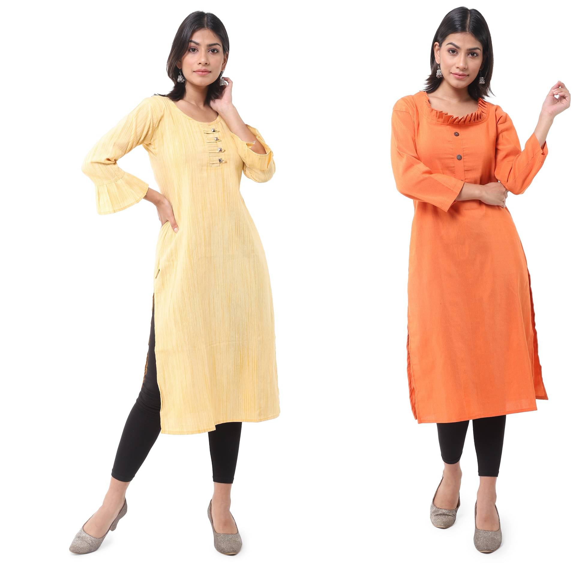     			DESHBANDHU DBK - Multicolor Cotton Women's Straight Kurti ( Pack of 2 )