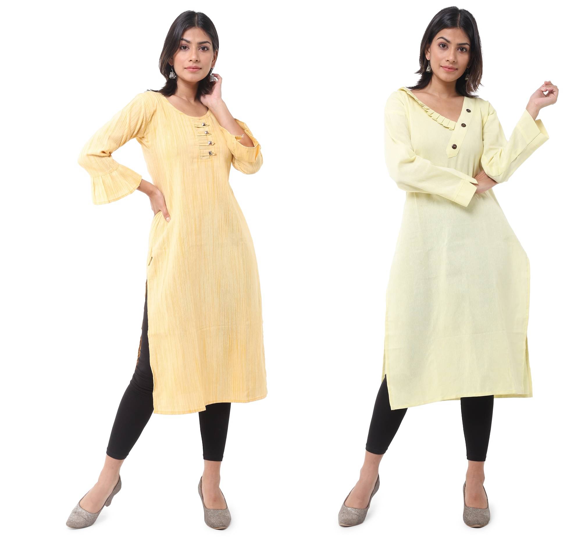     			DESHBANDHU DBK - Multicolor Cotton Women's Straight Kurti ( Pack of 2 )