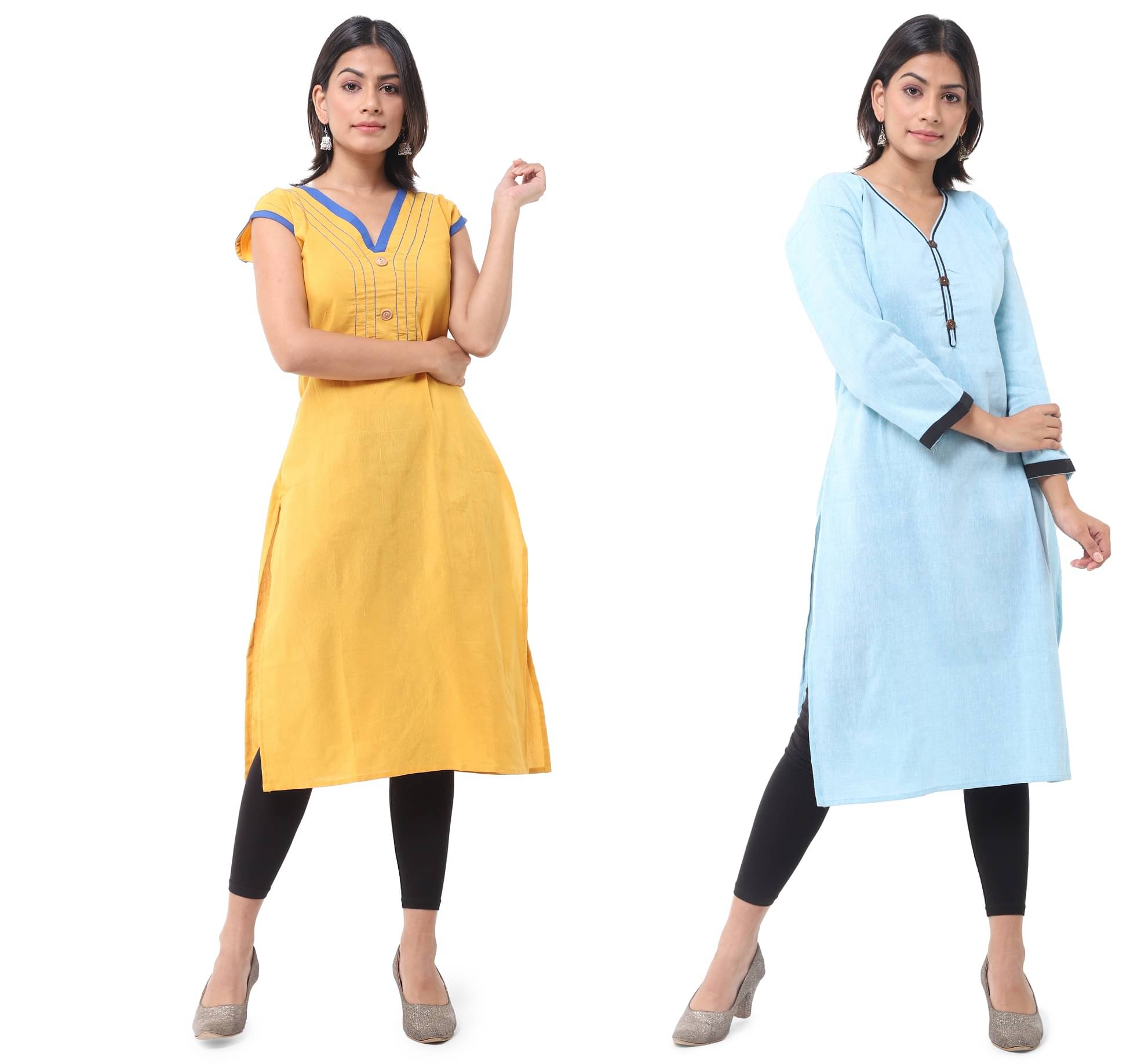     			DESHBANDHU DBK - Multicolor Cotton Women's Straight Kurti ( Pack of 2 )