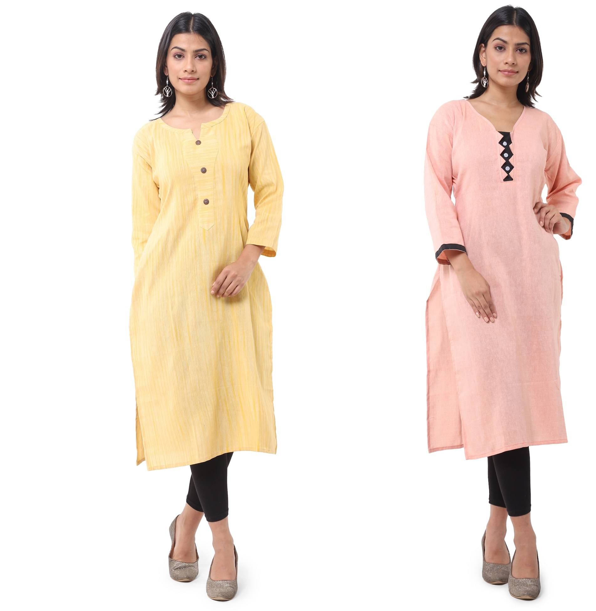     			DESHBANDHU DBK - Multicolor Cotton Women's Straight Kurti ( Pack of 2 )