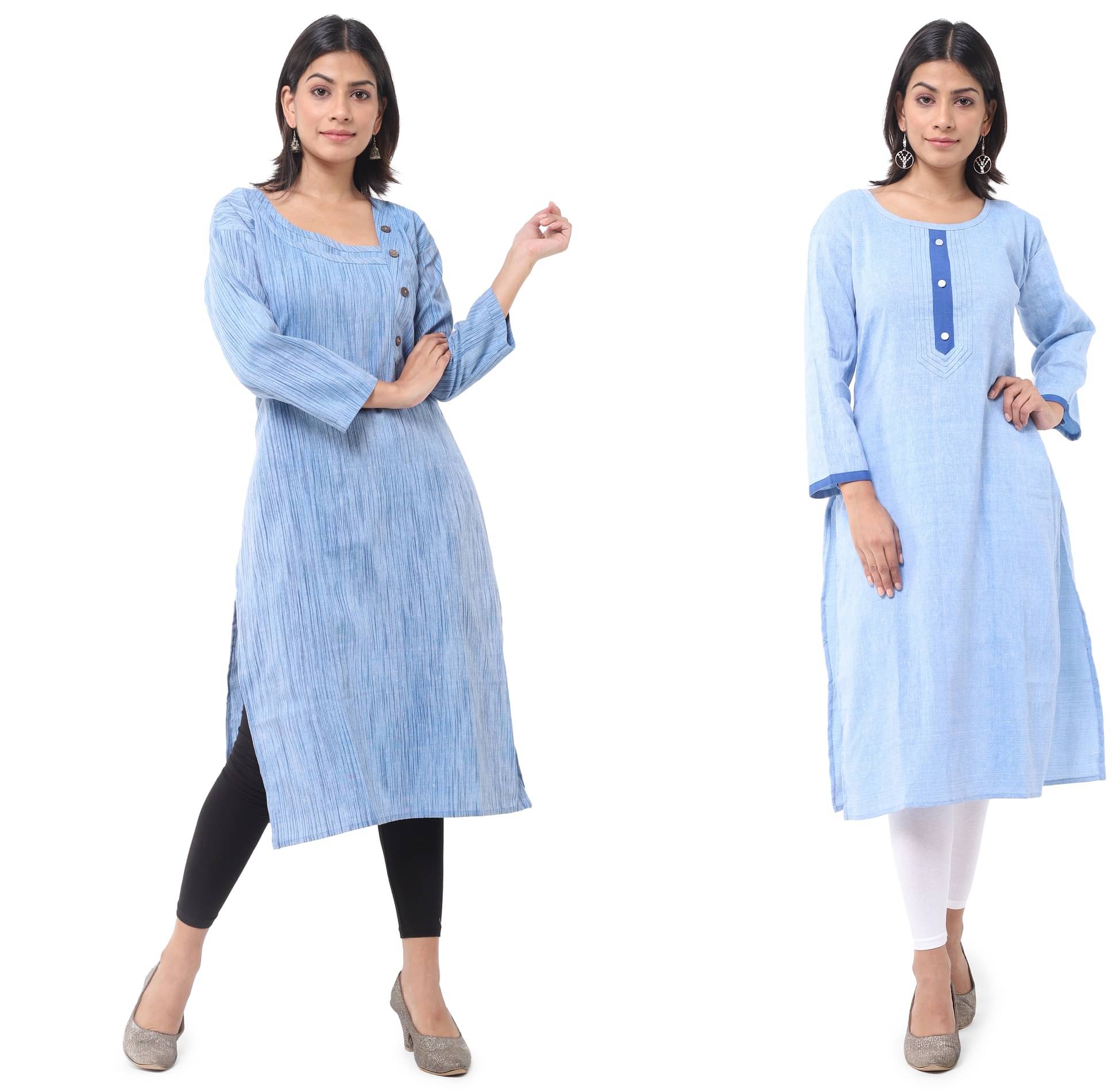     			DESHBANDHU DBK - Multicolor Cotton Women's Straight Kurti ( Pack of 2 )